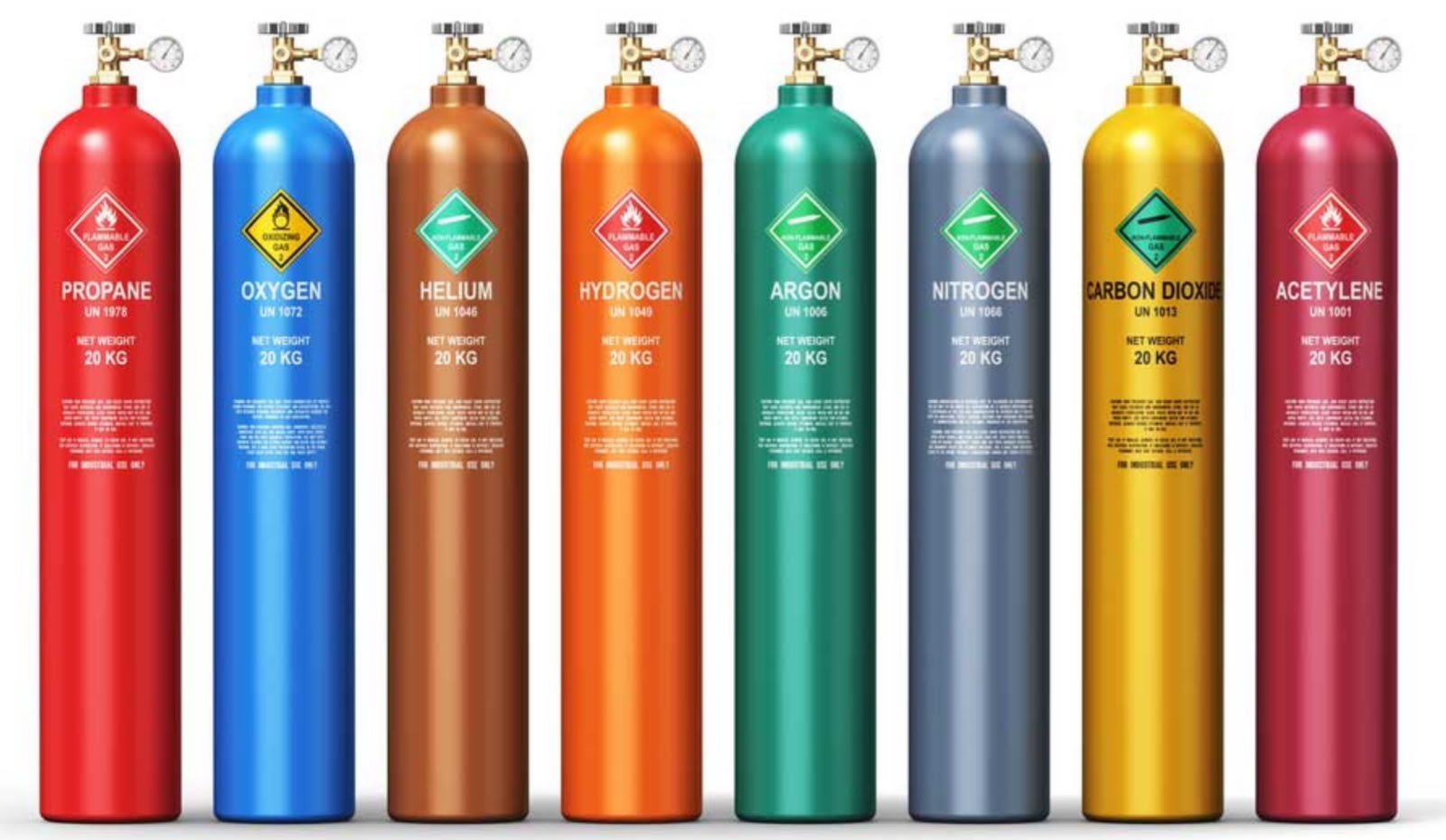 Industrial and medical gas cylinders